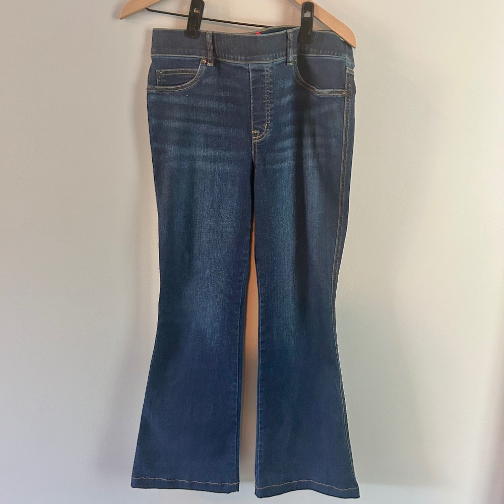 Spanx Pull On Dark Wash Flare Jeans